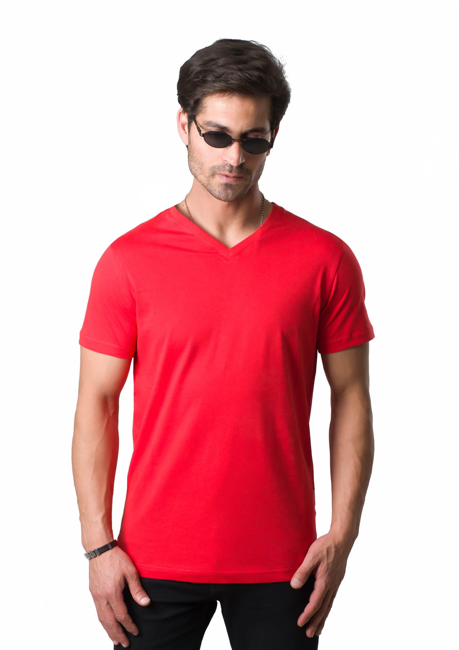 V neck t-shirt Red
